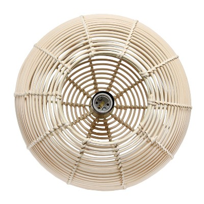 Natural Rattan Globe Pendant Ceiling Light with Brass Canopy