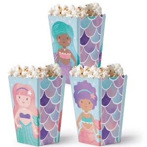 Big Dot of Happiness Mermaid Popcorn Boxes, Assorted Mermaids Birthday Party Favor Popcorn Treat Boxes - Set of 12 - 1 of 4