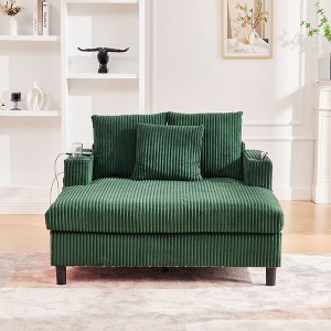 Kumasinova Corduroy Recliner Sofa,Couch with 3 Pillows,LED Light Strip,USB & Type-C Charging,Cup Holders,Modern Sofa Bed for Living Room,Bedroom - 1 of 4