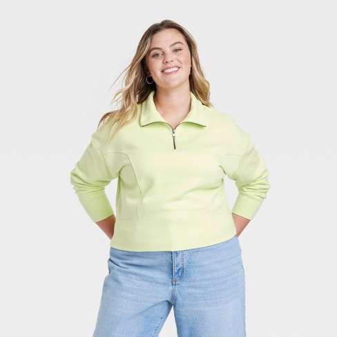 Women's Cropped Quarter Zip Sweatshirt - Universal Thread™ Lime Green 3x :  Target