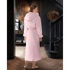 ADR Women's Robe, Plush Fleece Women's Bathrobe with Hood, Long Fluffy Fuzzy Bath Robe Pink Purple Plus Size - 3 of 4