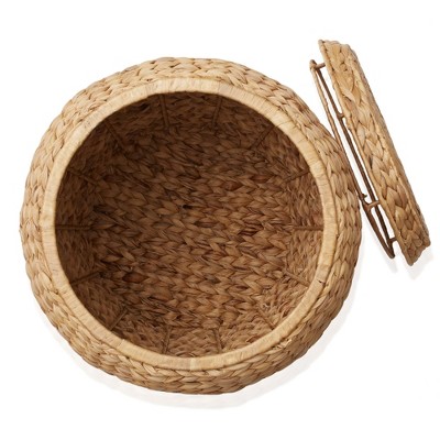 Natural Water Hyacinth Round Storage Basket with Lid