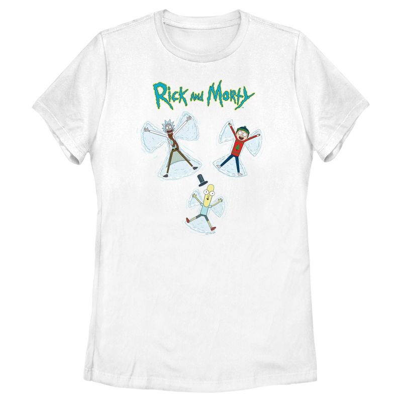 Women's Rick and Morty Christmas Snow Angels T-Shirt, 1 of 5