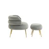 CAVINAS Velvet Barrel Accent Chair with Ottoman,Arm Chair with Footrest Stool Set for Living Room,Bedroom - 2 of 4