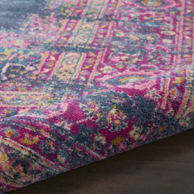 Floral Blue Synthetic 12' x 15' Easy-Care Rectangular Rug