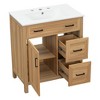 Polibi 30-Inch Wood Bathroom Vanity with Ceramic Sink, Wood - 3 of 4