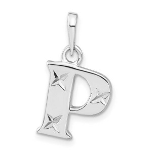 Black Bow Jewelry Sterling Silver, Sabrina Collection, D/C Block Initial  P Pendant - 1 of 4