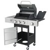 KTMBDW 3-Burner Propane Gas BBQ Grill with Side Burner, 37230BTU Output With Enameled Cast Iron Cooking Grids For Outdoor Barbecue, Stainless Steel - 3 of 4