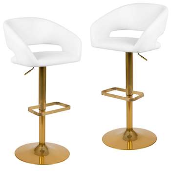 Flash Furniture Contemporary Vinyl Adjustable Height Barstool with Rounded Mid-Back, Set of 2