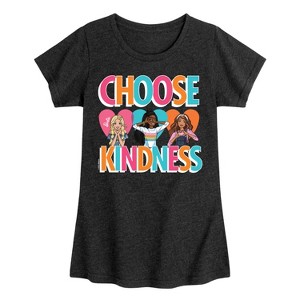 Girls' - Barbie - Multi-Color Choose Kindness Fitted Short Sleeve Graphic T-Shirt - 1 of 3