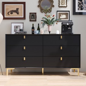 FUFU&GAGA 6 Drawer Storage Dresser Modern Chest of Drawers Sideboard - 1 of 4