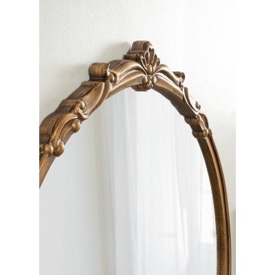 Elegant Gold Round 33" Baroque-Inspired Vanity Mirror