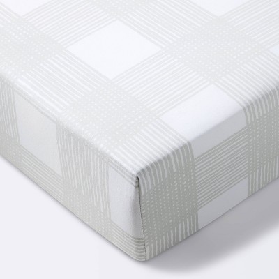 Image of Crib Fitted Sheet Sketchy Plaid - Cloud Island™ Gray