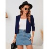 Clearlove Women's 3/4 Sleeve Open Front Cropped Cardigan Sweater Lightweight Knit Short Shrugs - 2 of 4