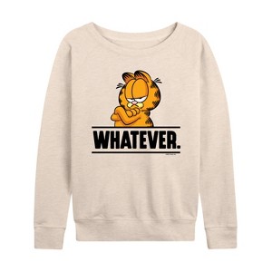 Women's - Garfield - Whatever Lightweight French Terry Wide Neck Long Sleeve Shirt - 1 of 4