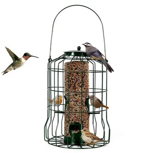 iMountek "Squirrel-Proof Outdoor Wild Bird Feeder, Chew-Proof Metal Hanging Seed Feeder with 4 Feeding Ports" Green - 1 of 4