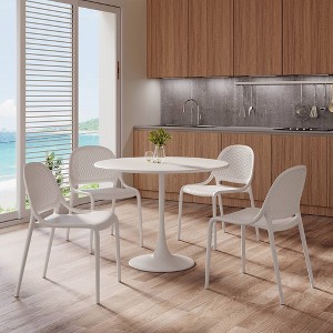 Jamesdar Set of 4 Shay Dining Chairs Cement: Modern, Molded Polypropylene, Stackable, Indoor/Outdoor Use - 1 of 4