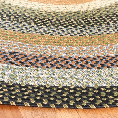 Handwoven Blue Round Reversible Braided Area Rug