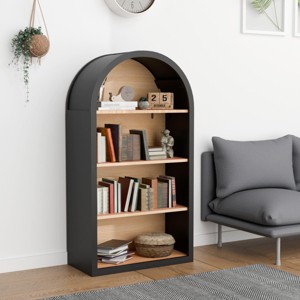 SEVOBAL Decorative Bookshelf 4 Tier Arched Storage Shelf Sturdy Display Rack with Anti Tip Design for Living Room, Black, 23.62"*11.81"*43.31" - 1 of 4