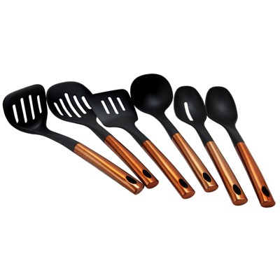 Better Chef Nylon Kitchen Utensil tools set with stainless steel handle set of 6 in Copper