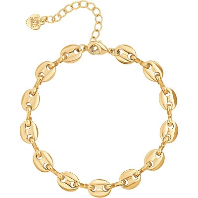 18k Gold Plated Personalized Chunky Cuban Oval Link Chain Bracelets for Men Toggle Rope Bracelet Jewelry for Women