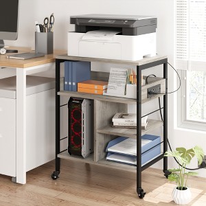 3 Tier Home Printer Stand,Mobile Printer Table with Wheels Printer Shredder Stand with Storage Under Desk Shelf with Storage, for Living Room - 1 of 4