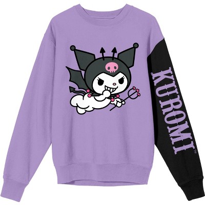 Kuromi Devil Costume Crew Neck Long Sleeve Purple Women's Sweatshirt-xl ...