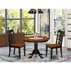 HomeStock 3-Piece Round Black and Cherry Finish Solid Wood Top Dining Table with 2 Chairs - 2 of 4