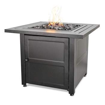 Endless Summer 30" Propane Gas Outdoor Fire Pit Table w/ Lava Rock, Black 2 Pack