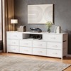 63” long bedroom dressing table suitable for 65 to 75 inch TV dressing table with 10 fabric drawers includes power outlet and LED lighting White - 4 of 4