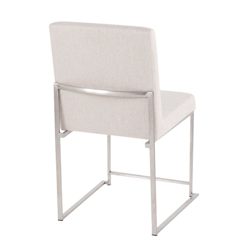 Set of 2 Highback Fuji Polyester/Stainless Steel Dining Chairs Beige - LumiSource, 5 of 12