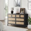 6 Drawer Dresser, Rattan Dresser for Bedroom with Metal Handles, Farmhouse Wood Storage Chest of Drawers for Bedroom, Living Room, Hallway - 2 of 4