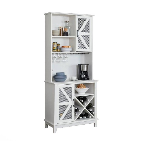 Tall white best sale wine cabinet