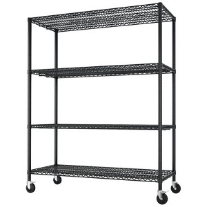 SEVOBAL Utility Storage Shelves Heavy Duty Steel Wire Rack with Lockable Wheels for Home and Commercial Spaces, Black, 55.9"*24.4"*6.88" - 1 of 4