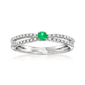 Ross-Simons 0.10 Carat Emerald and .14 ct. t.w. Diamond Ring in Sterling Silver Size 7 - 1 of 4