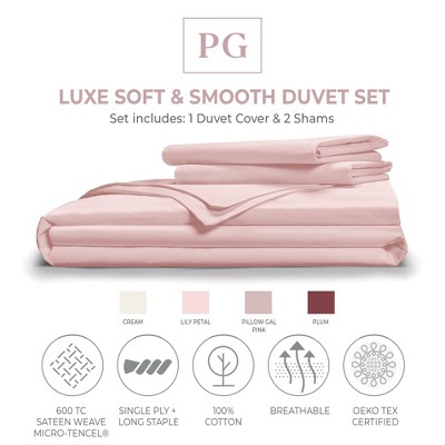 Luxe Light Pink Cotton Full/Queen Duvet Cover Set