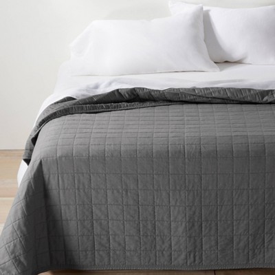 Full Queen Heavyweight Linen Blend Quilt Dark Gray Casaluna