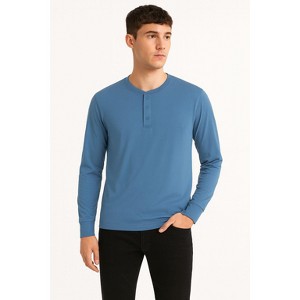 3 Pack Men's Long Sleeve Henley Tees - Multi-Color Value Set | Soft Knit Fabric - 1 of 4