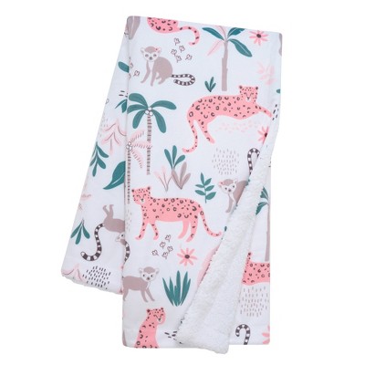 Image of Lambs & Ivy Enchanted Safari Animals White Ultra Soft Jungle Baby Blanket