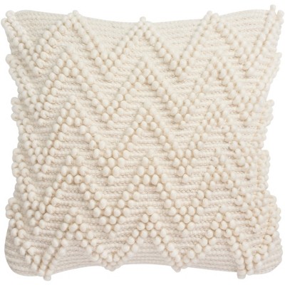 Jumbo Chevron Loop Pillow - Natural - 20" x 20" - Safavieh