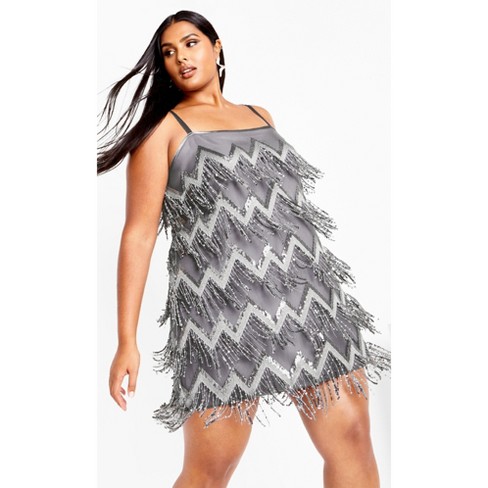 Women's Plus Size Sequin Fever Dress - silver | CITY CHIC - image 1 of 4