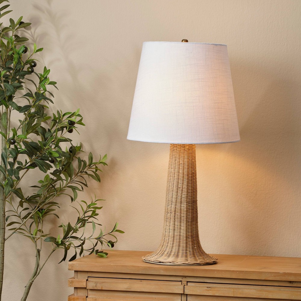 Photos - Floodlight / Street Light Splendor Home Winston Woven Table Lamp: Handcrafted, Rattan Vine Base, Cotton Shade, Brass Hardware