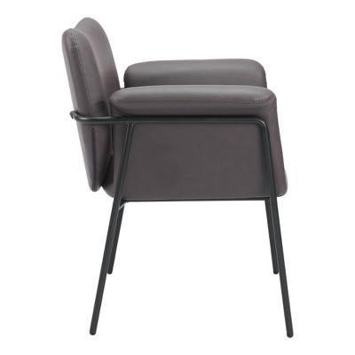 HomeRoots 31" Brown And Black Faux Leather And Faux Leather Arm Chair