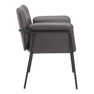 HomeRoots 31" Brown And Black Faux Leather And Faux Leather Arm Chair - 1 of 4