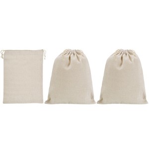 Unique Bargains Cotton Linen Money Sacks Bag Gift Bag with Drawstring 3 Pcs - 1 of 4