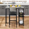 3 Piece Bar Table and Chair Set with Storage & Wine Racks, Dining Table Set with PU Chairs, Space-Saving Kitchen Furniture for Compact Room - 4 of 4