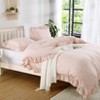 Ruffle Duvet Cover 3PCS Soft Washed Microfiber Vintage French Country Duvet Cover Set Sage - 2 of 4