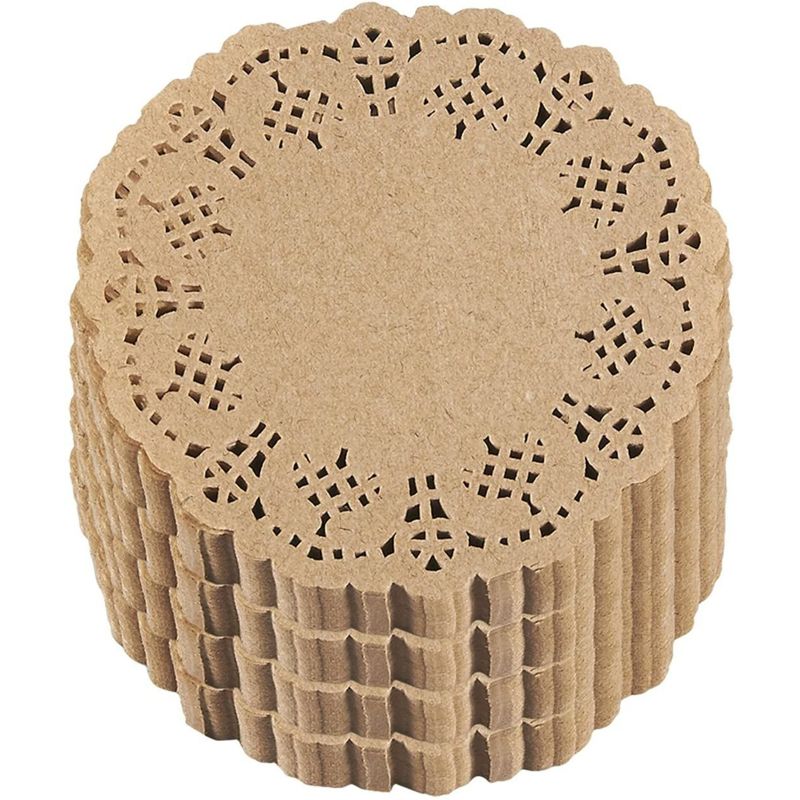 Juvale Lace Paper Doilies - 1000-Pack Round Decorative Paper Placemats Bulk , Brown, 4", 1 of 5