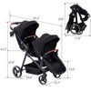 GustoWave Double Track Tandem Stroller – Foldable Bassinet Pram for Infant & Toddler, Reversible Pushchair with Large Storage Basket - 3 of 4