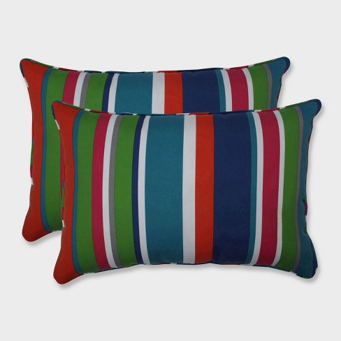 2pk Oversize St. Lucia Stripe Rectangular Throw Pillows Blue - Pillow ...